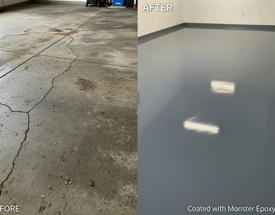 Garage Floor Epoxy Before and After